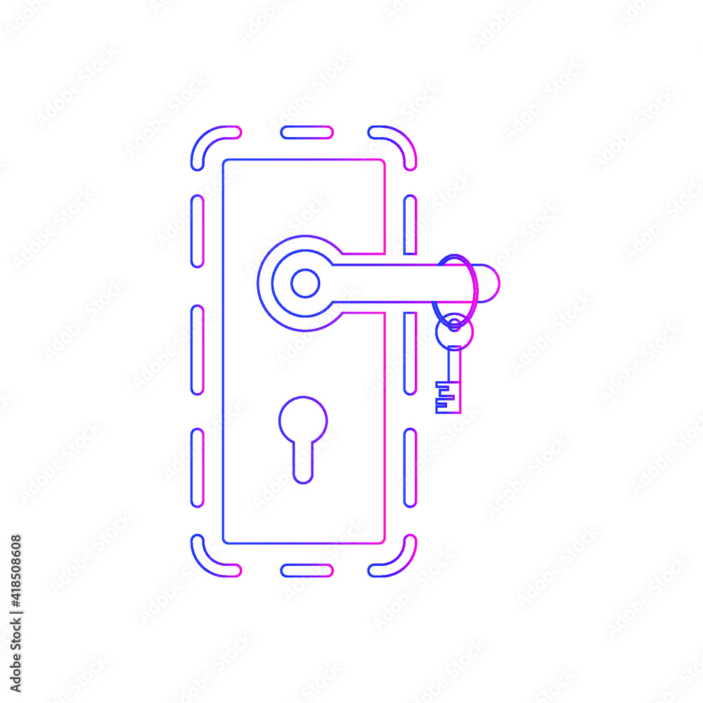 Door security lock icon. Digital lock, wifi lock, door protection lock icon with vector illustration and flat shape. Door security lock icon. Digital lock, wifi lock, door protection lock icon with vector illustration and flat shape.