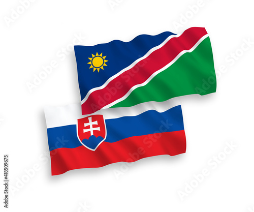 Flags of Slovakia and Republic of Namibia on a white background
