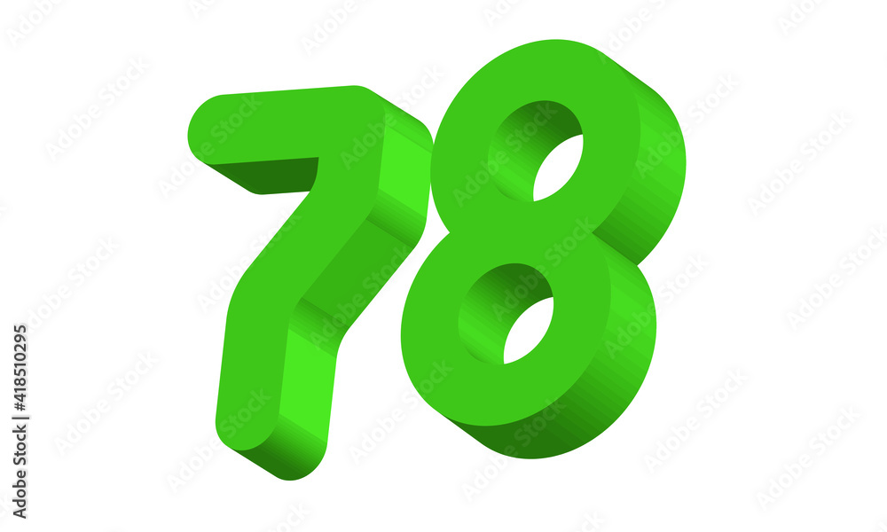 78 Simple Modern Green 3D Number 78 Simple Modern Green 3D Number