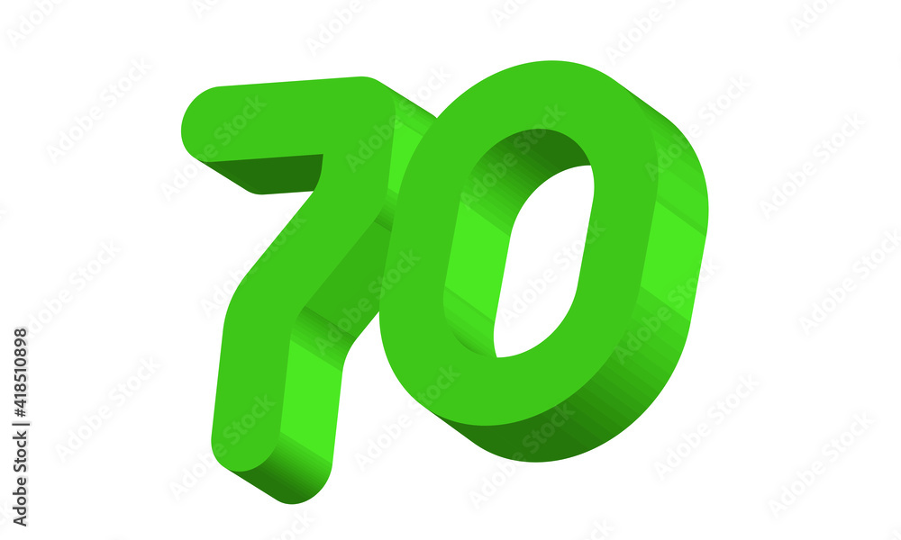 70 Simple Modern Green 3D Number 70 Simple Modern Green 3D Number