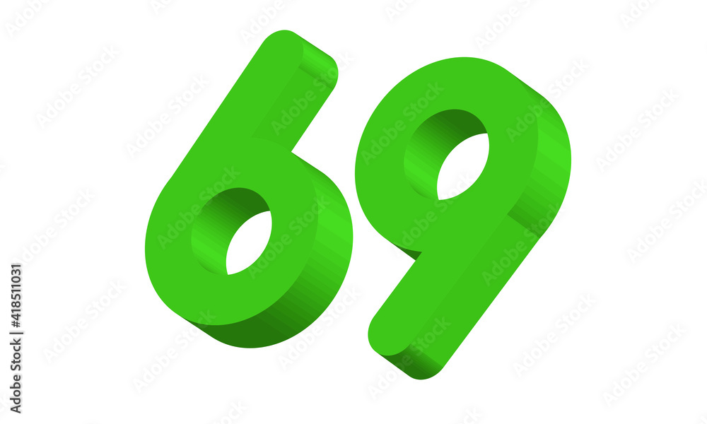 69 Simple Modern Green 3D Number 69 Simple Modern Green 3D Number
