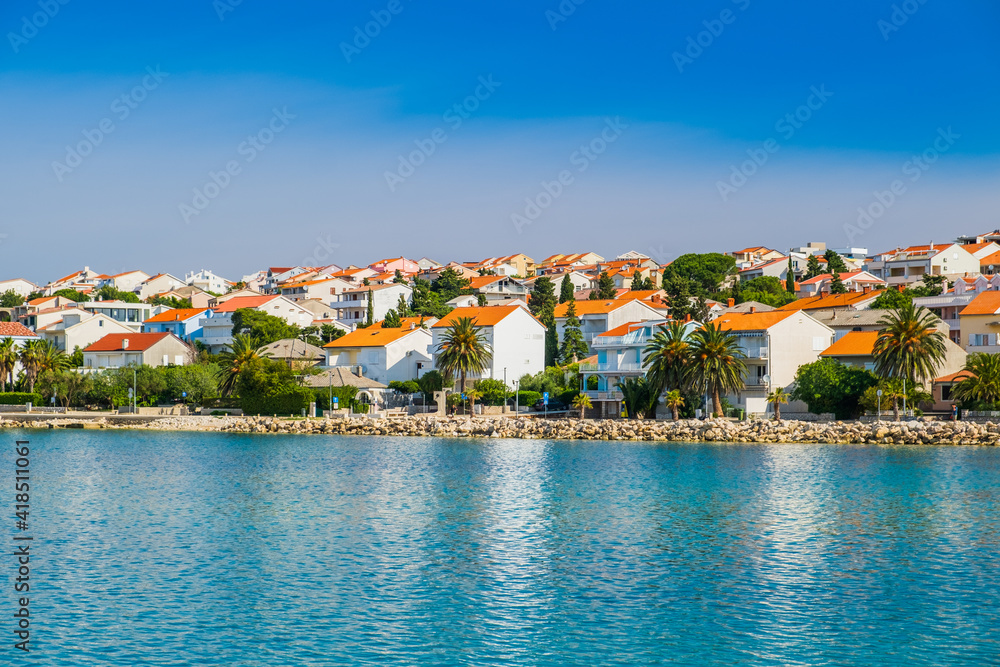 Town of Novalja on the island of Pag in Croatia, tourist destination on Adriatic sea