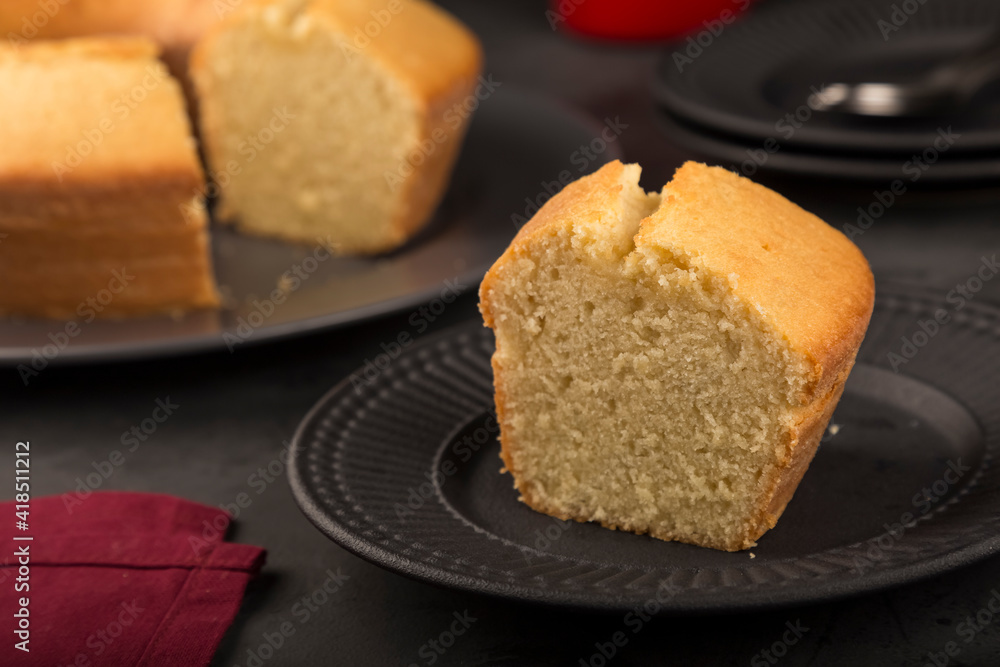 Homemade cake on a dark background. Homemade cake on a dark background.