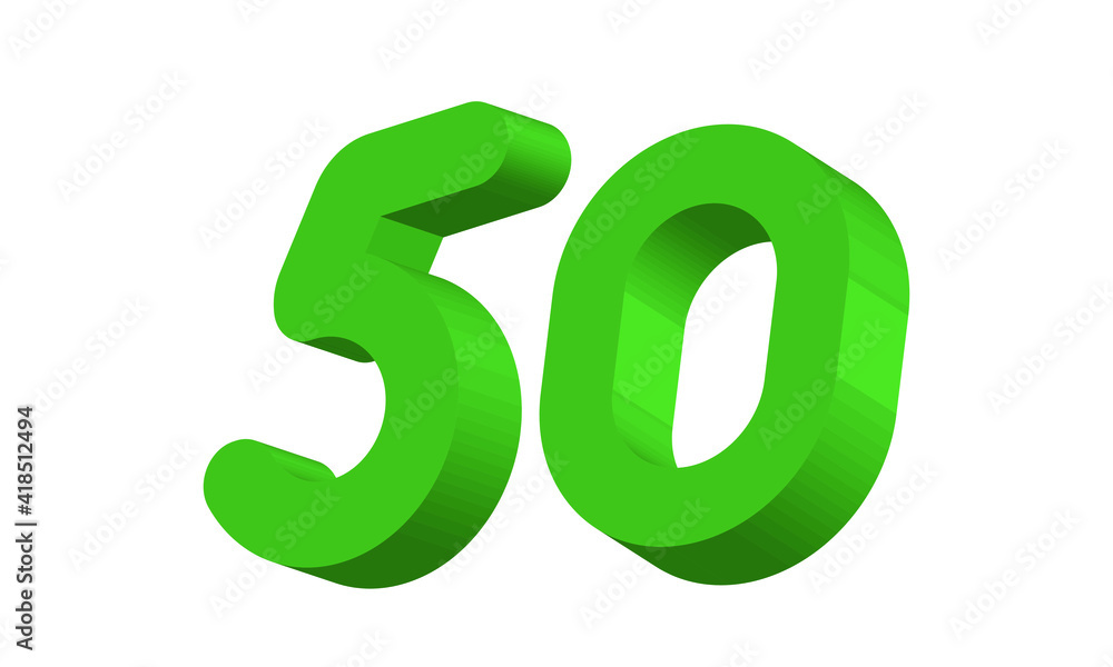 50 Simple Modern Green 3D Number 50 Simple Modern Green 3D Number