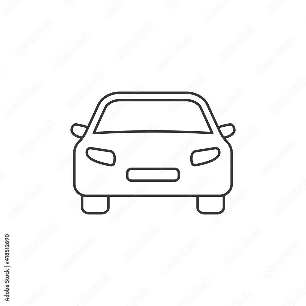 Car line icon. Black automobile sign. Vehicle outline symbol. Vector isolated on white