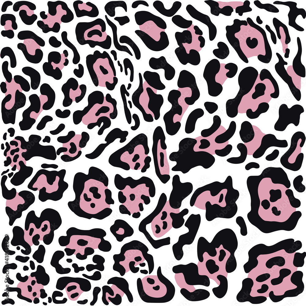 Fototapeta premium Leopard spots fur texture design. African animal fur background. Spotted ornament. Vintage style. Good for wrapping, banner, fashion, textile and fabric.