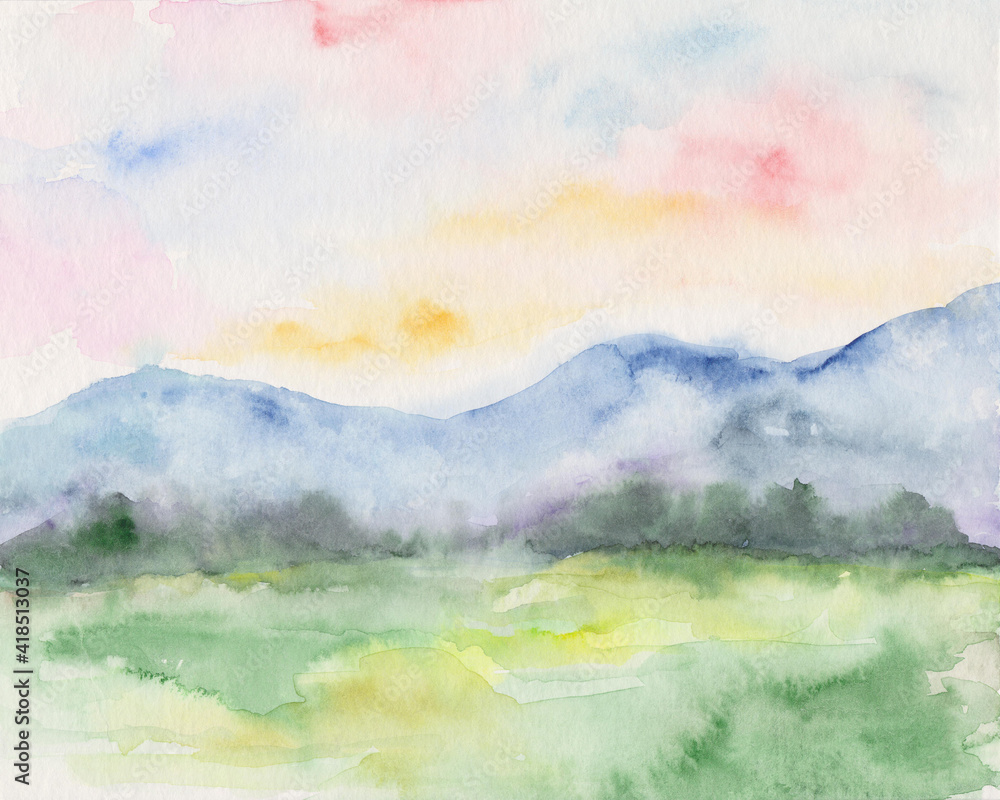 Colorful landscape Abstract watercolor background