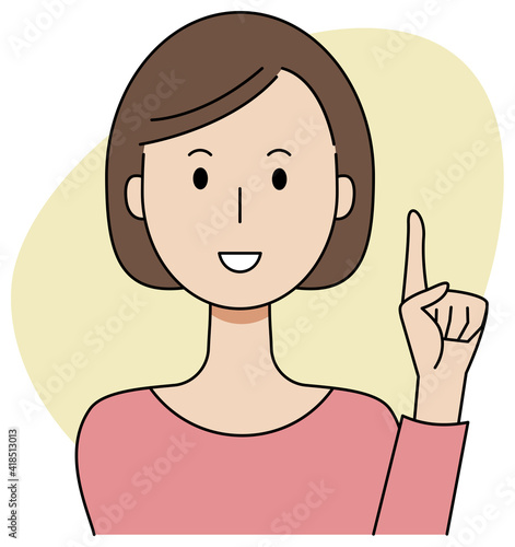 指差しで説明をする女性のベクターイラスト