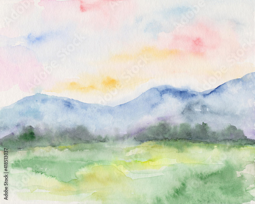 Colorful landscape Abstract watercolor background
