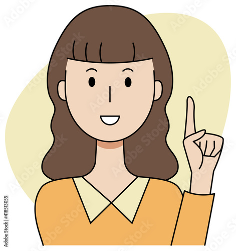 指差しで説明をする女性のベクターイラスト
