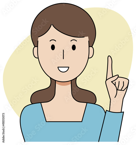 指差しで説明をする女性のベクターイラスト