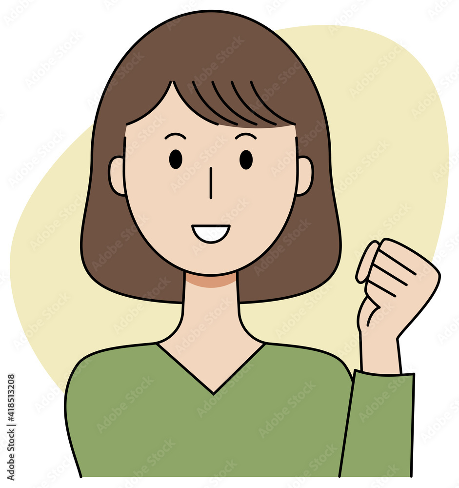 ガッツポーズで励ます女性のベクターイラスト ガッツポーズで励ます女性のベクターイラスト