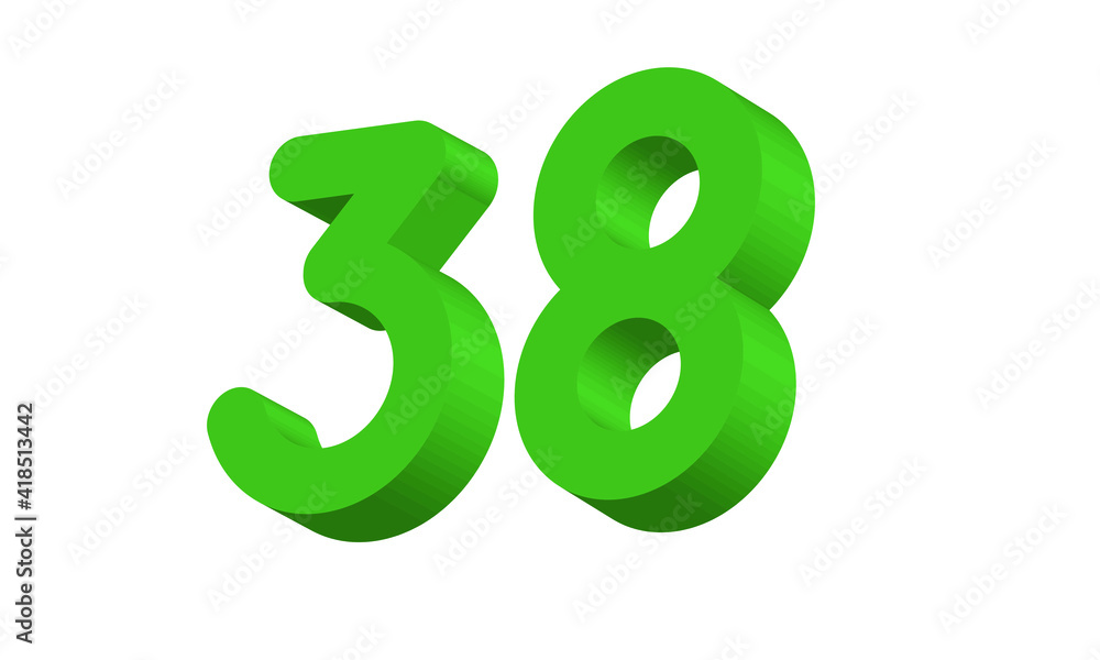 38 Simple Modern Green 3D Number 38 Simple Modern Green 3D Number