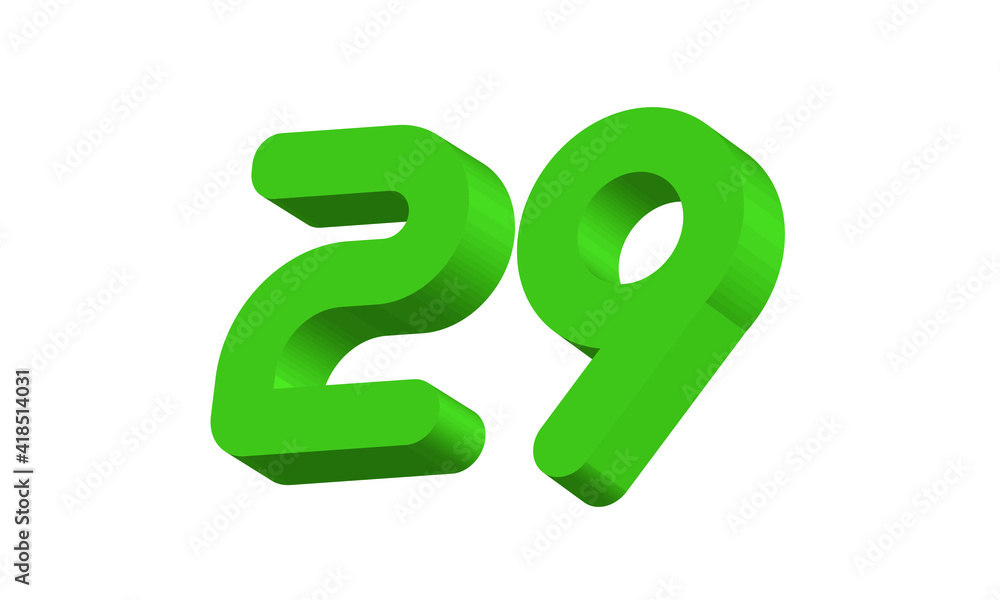 29 Simple Modern Green 3D Number 29 Simple Modern Green 3D Number