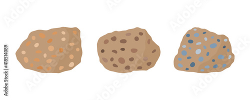 Conglomerate rock specimen illustration. Sedimentary rock .