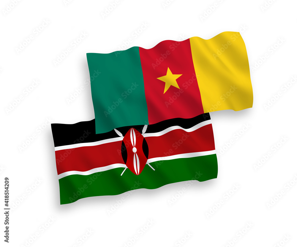 Flags of Cameroon and Kenya on a white background