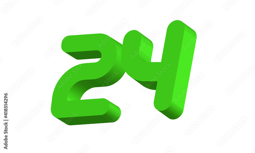 24 Simple Modern Green 3D Number 24 Simple Modern Green 3D Number