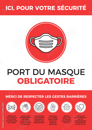 Port du masque obligatoire et respect des gestes barrières