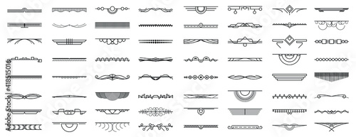 Set Black Simple Line Collection Doodle Border Elements Vector Design Style Sketch Isolated Illustration For Banner