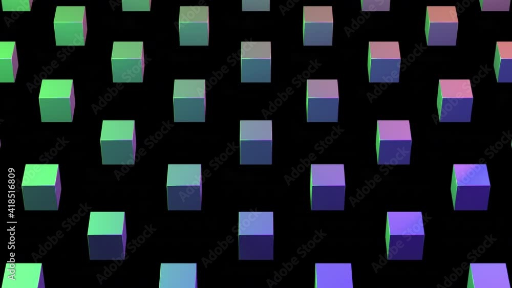 Animation. Repeating pattern. Cube texture. 3D cube wallpaper. Neon light. Coolorful background. Graphic design. Isolated on black. 4K Motion graphics Animation. Repeating pattern. Cube texture. 3D cube wallpaper. Neon light. Coolorful background. Graphic design. Isolated on black. 4K Motion graphics