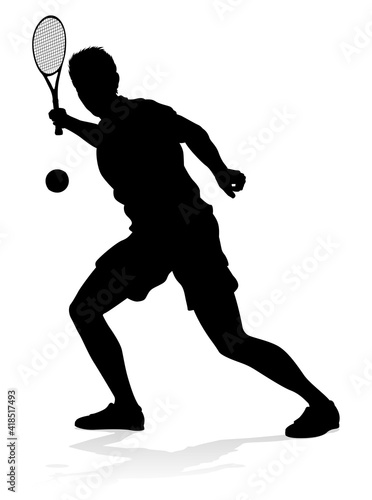 A tennis player man silhouette sports person design element