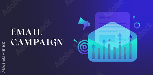 Email Marketing Campaign, digital lead generation concept. Personalized emails with social media followers, identify target audience. Email marketing analytics, Drip e-mail newsletter advertising
