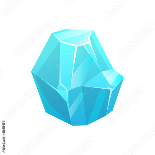 Ice crystal rock of iceberg, frozen snow or glacier icicle, vector isolated icon. Blue glass block or frozen water stalagmite with cracked frost piece, arctic polar ice rock or glacier iceberg