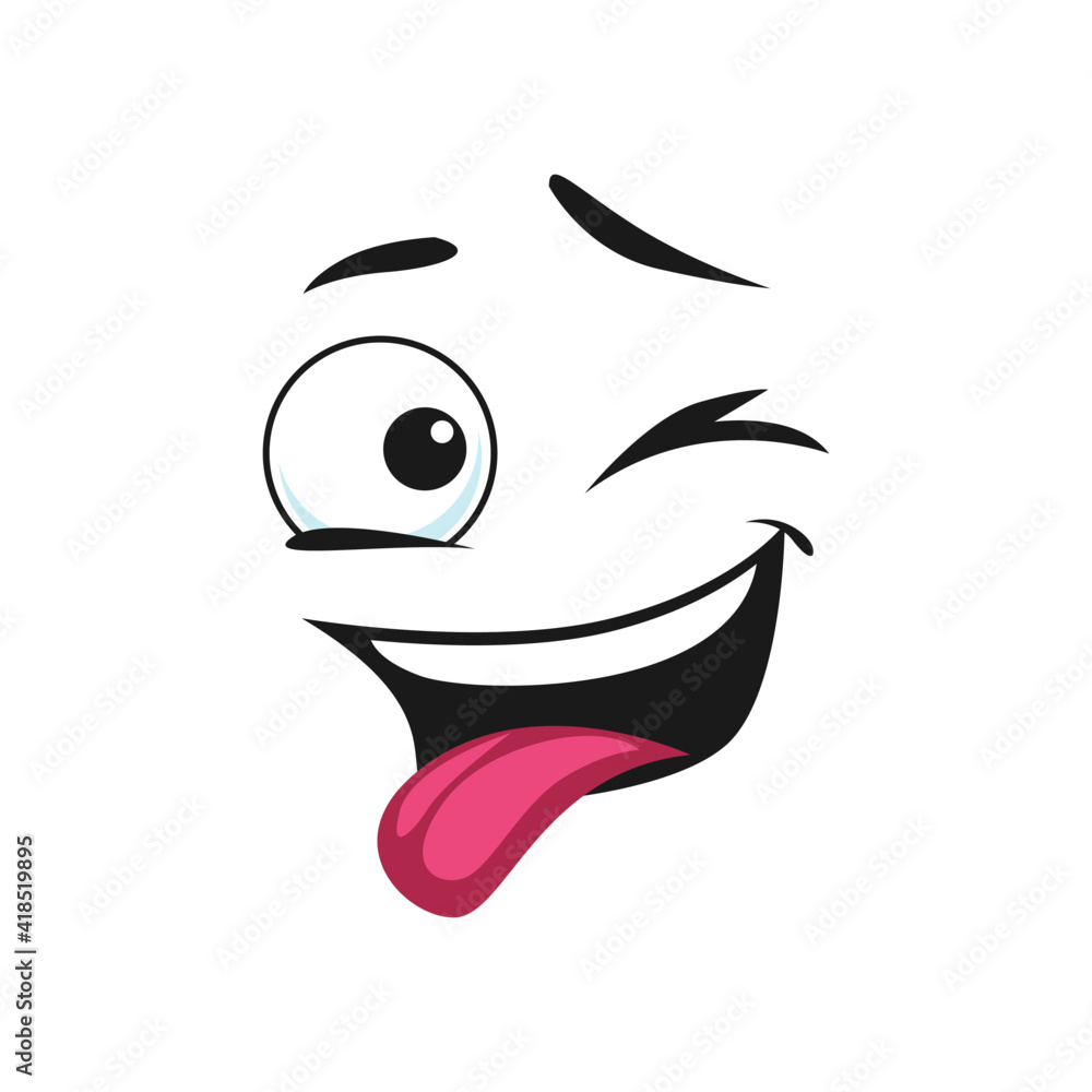 Winking smiley face showing tongue as teasing isolated emoticon