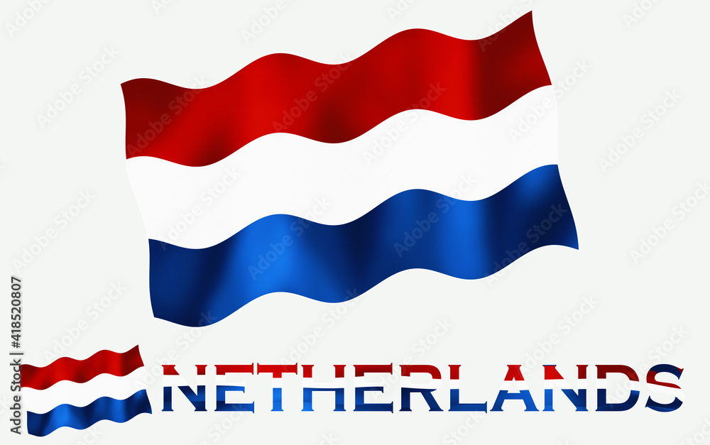 Netherlands flag illustration with NETHERLANDS text with White space. Netherlands emblem flag with text for copy space Netherlands flag illustration with NETHERLANDS text with White space. Netherlands emblem flag with text for copy space