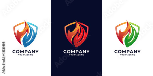 Fire shield, icon Oil, gas and energy logo 