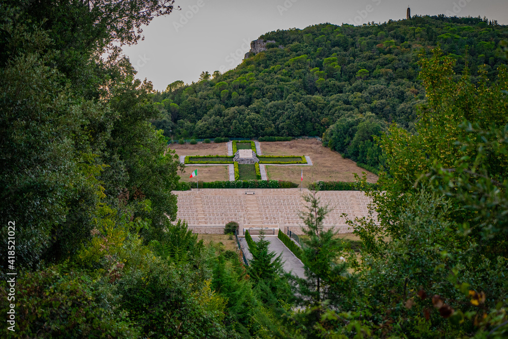 Monte Cassino Polish war cemetery on the top of the mountain in Italy