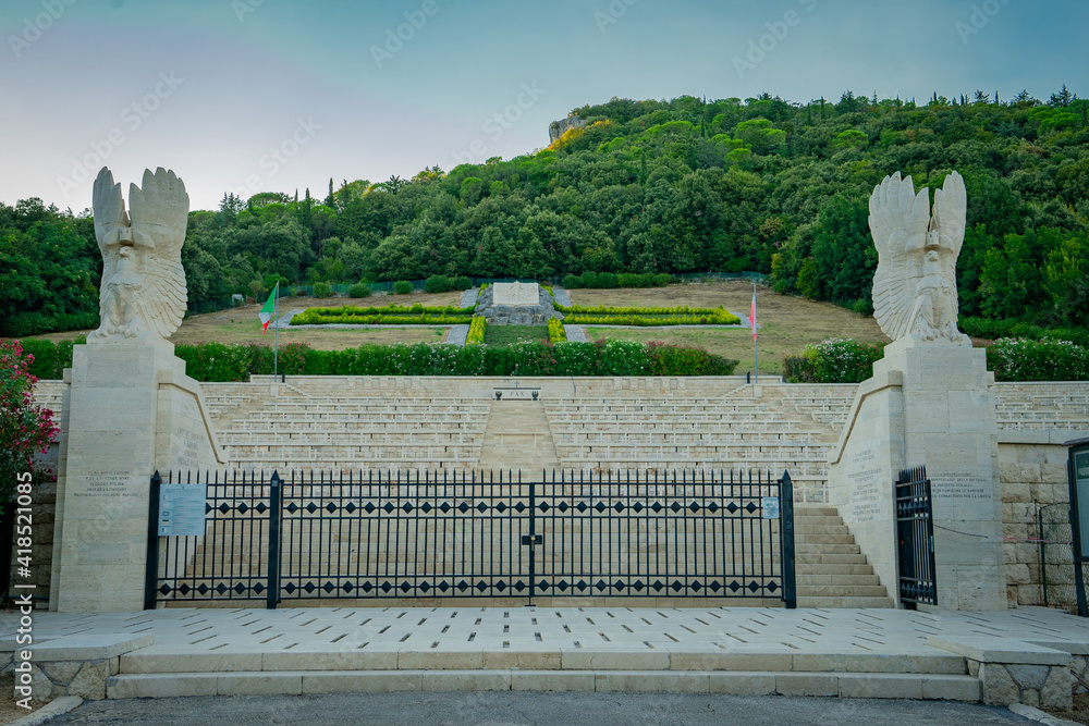 Monte Cassino Polish war cemetery on the top of the mountain in Italy