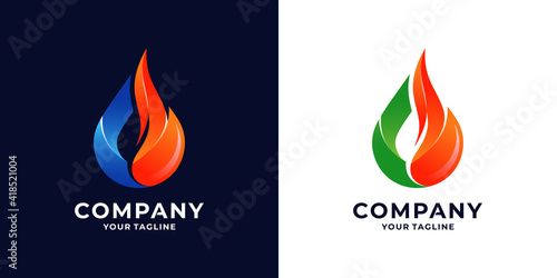 Fire flame Logo Template vector icon Oil, gas and energy logo concept