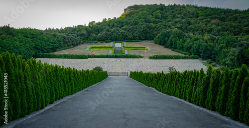Obraz na płótnie Monte Cassino Polish war cemetery on the top of the mountain in Italy w salonie