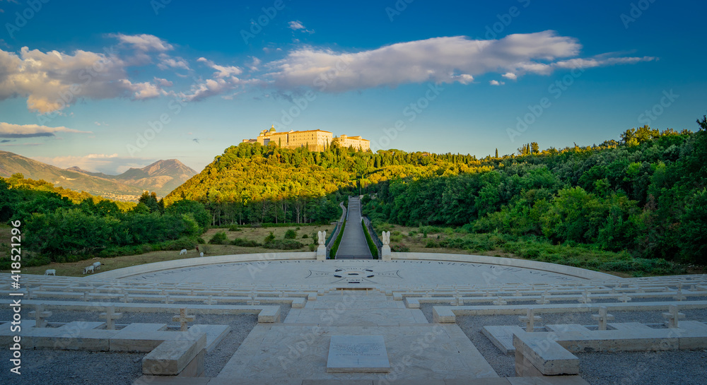 Monte Cassino Polish war cemetery on the top of the mountain in Italy