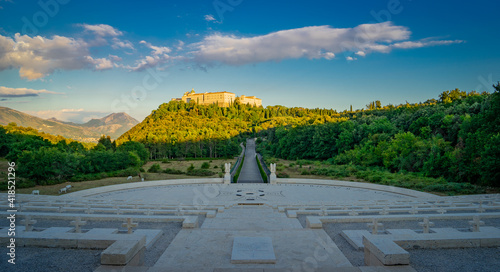 Obraz na płótnie Monte Cassino Polish war cemetery on the top of the mountain in Italy w salonie