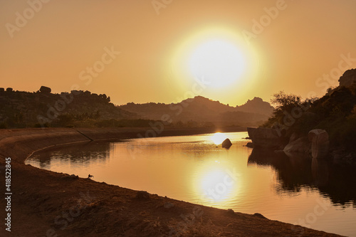 Sunset over river, Hampi, Kerala