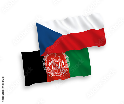 Flags of Czech Republic and Islamic Republic of Afghanistan on a white background