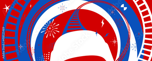 Vector illustration of the carnival funfair design with amusement park attractions background.