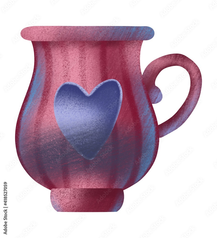 Hand Drawing purple vase with heart. Pencil chalk painted clip art, Saint  Valentine's Day decoration and symbol. Perfect for decoration of  invitations, posters and packaging. Stock-illustration | Adobe Stock
