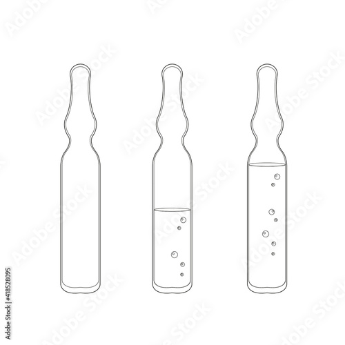  ampoules vaccine contour black and white and color