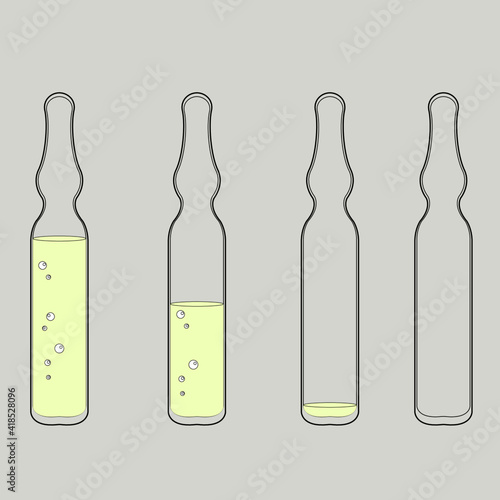  ampoules vaccine contour black and white and color