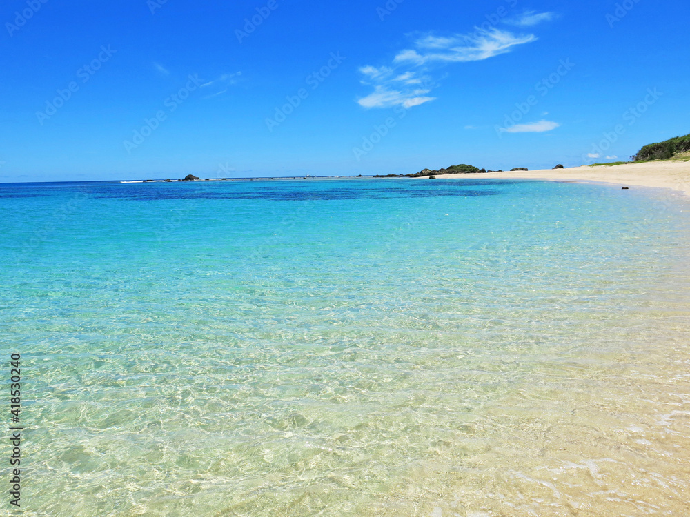 Turquoise sea and blue sky in tomori beach, Amami, Okinawa, Japan Turquoise sea and blue sky in tomori beach, Amami, Okinawa, Japan