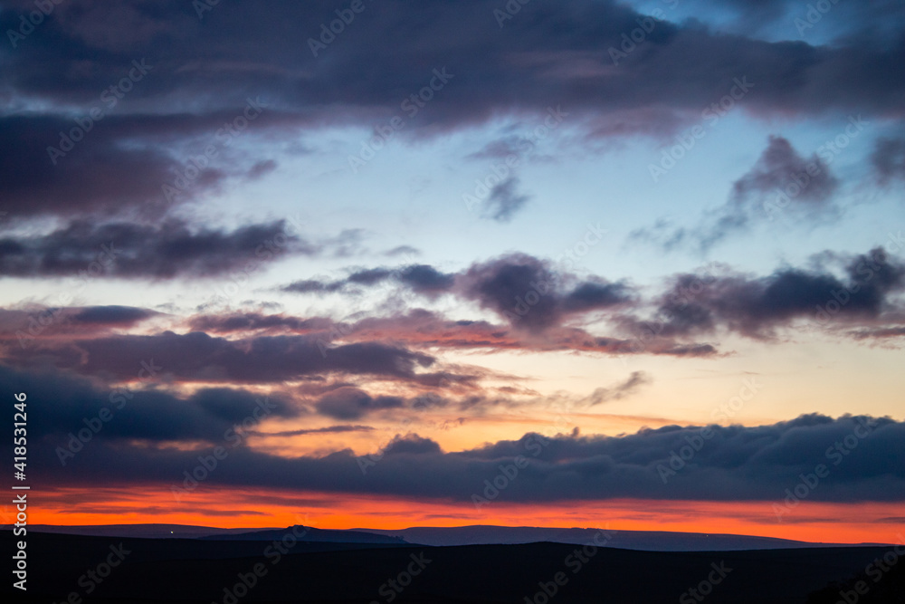 Sunset on Peak Districk England ,Buxton last year 2020