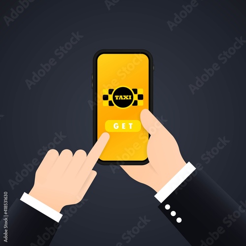 Taxi online banner. Get taxi. Mobile app. Vector on isolated background. EPS 10