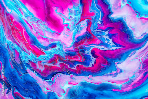 Abstract Acrylic Paint Pour Art, Blue Purple Pink Painting