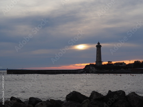 lighthouse at dusk