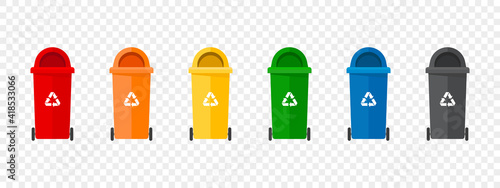 Recycle bins. Separation concept. Rubbish bins. Waste sorting recycling concept. Vector illustration