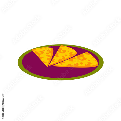 plate of pancakes is isolated on a white background. Russian Maslenitsa. Vector illustration in a flat style. For design and decoration.