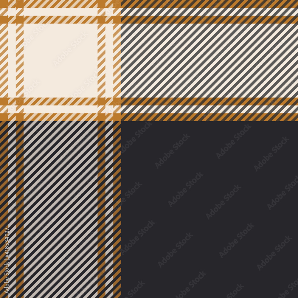 Plaid pattern seamless vector illustration. Check plaid for fashion textile design. Yellow Black Ivory colors Plaid pattern seamless vector illustration. Check plaid for fashion textile design. Yellow Black Ivory colors